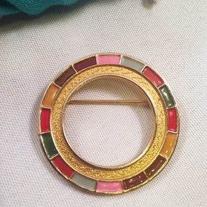 VINTAGE Rainbow Enamel Brooch